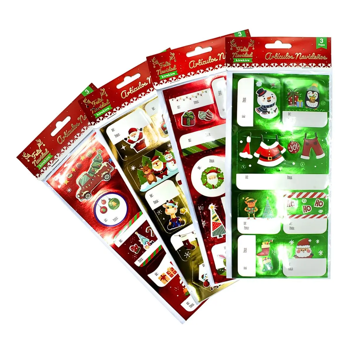 Adhesivos metalizados navideños 3 hojas