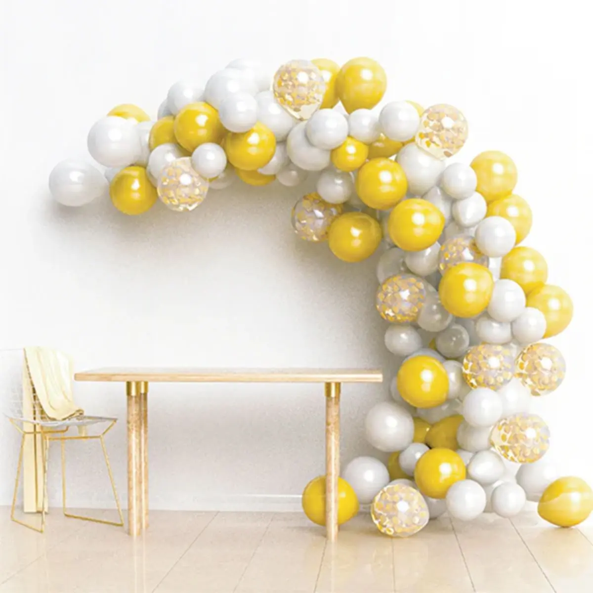Arco de globos blancos orgánico 100un