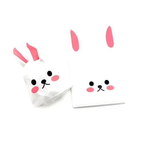 Set bolsa conejo rosa  14x23cm 10un