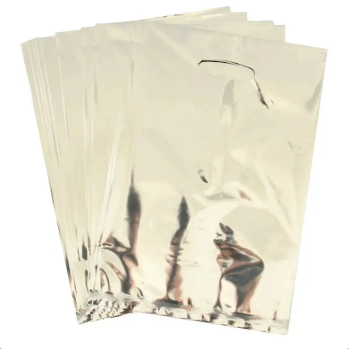 Bolsa metalizada plateada 6un
