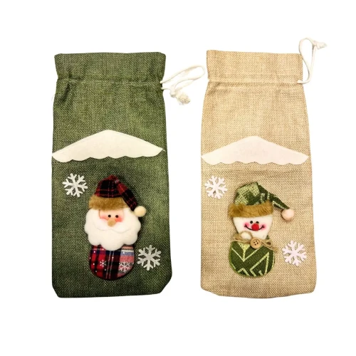 Deco bolsa de tela para botella navidad un