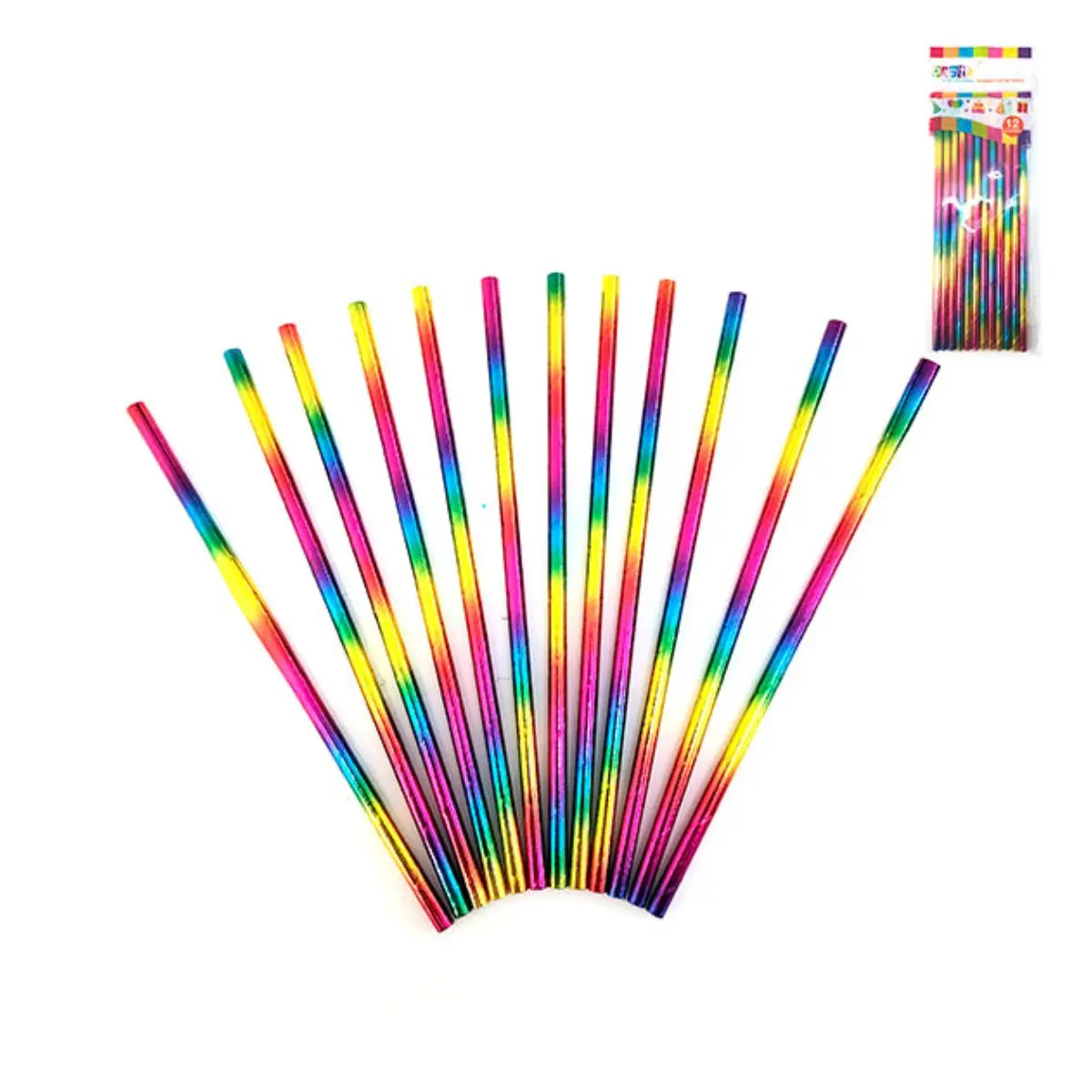 Bombilla iridiscente multicolor 12 un
