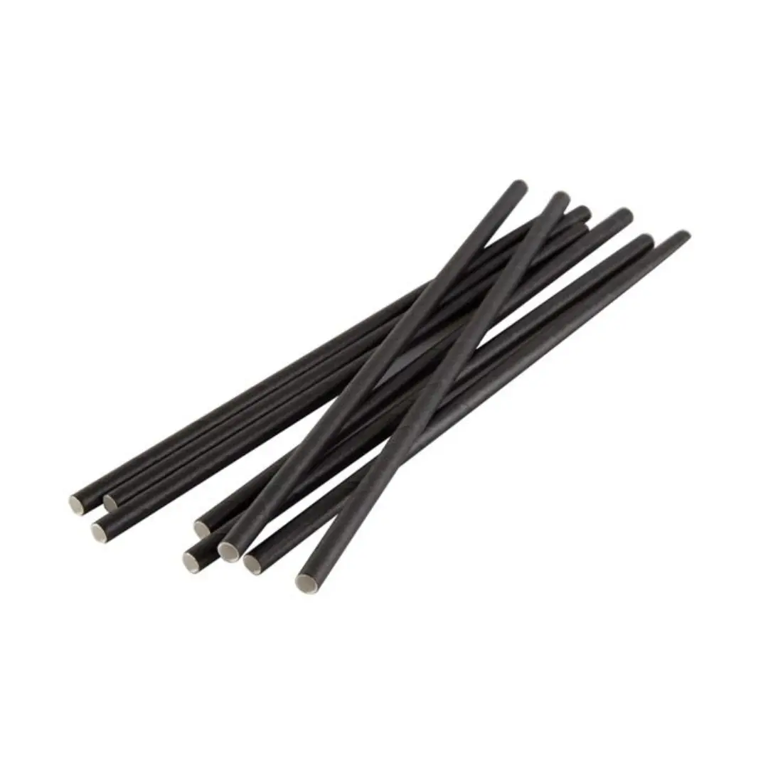 Bombillas papel negro brillante 12un
