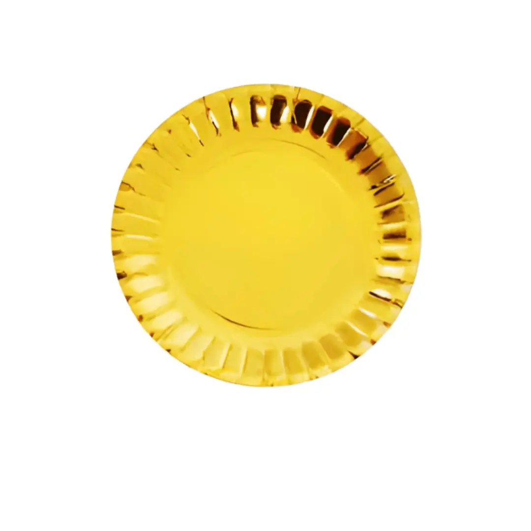Plato cartón 18cm dorado 6un