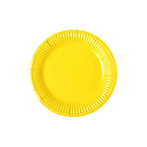 Plato cartón 18cm amarillo 10un