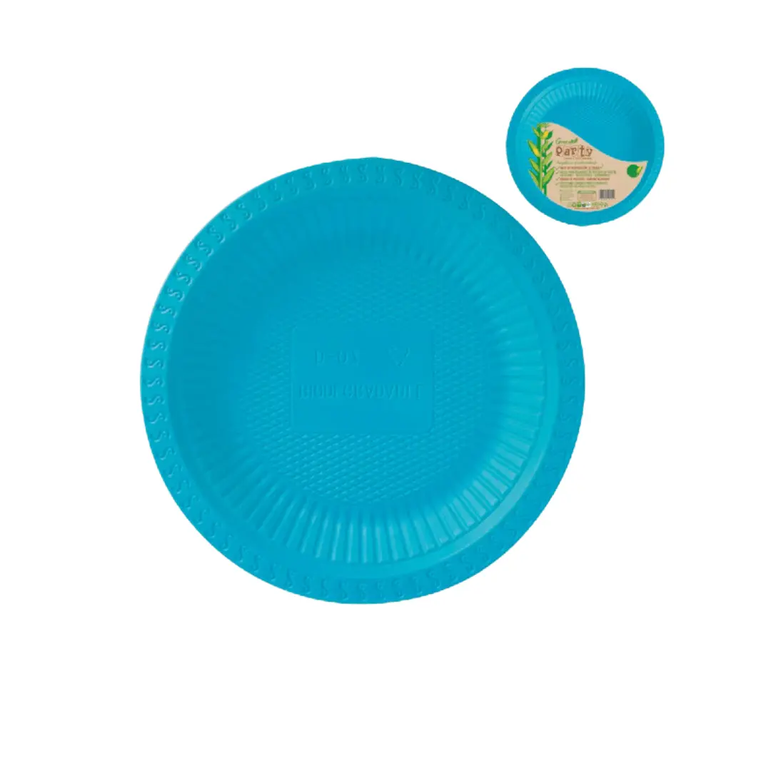 Plato plástico 18cm green party celeste 6un
