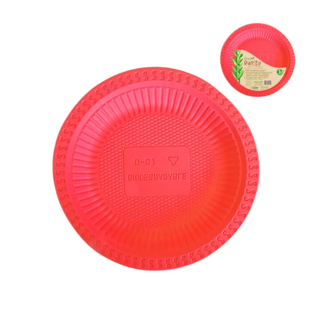 Plato plástico 18cm green party sandía 6un