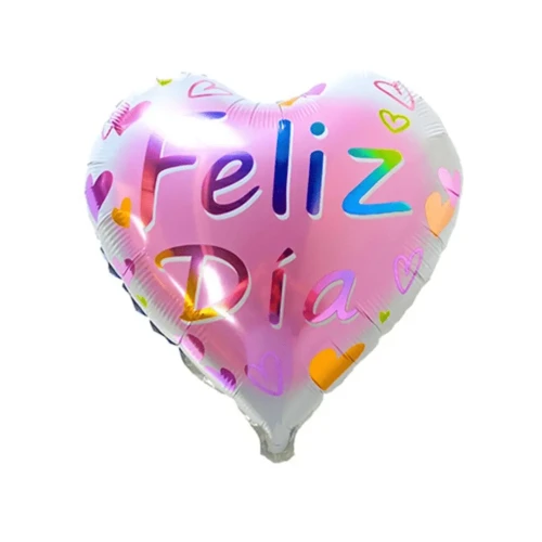 Globo 45cm feliz día corazón rosa  un
