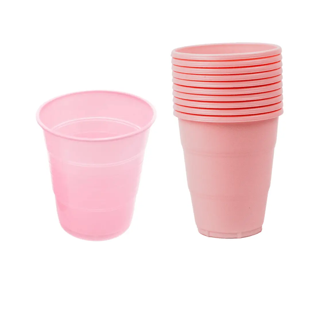 Vasos 7oz plásticos rosados 25un