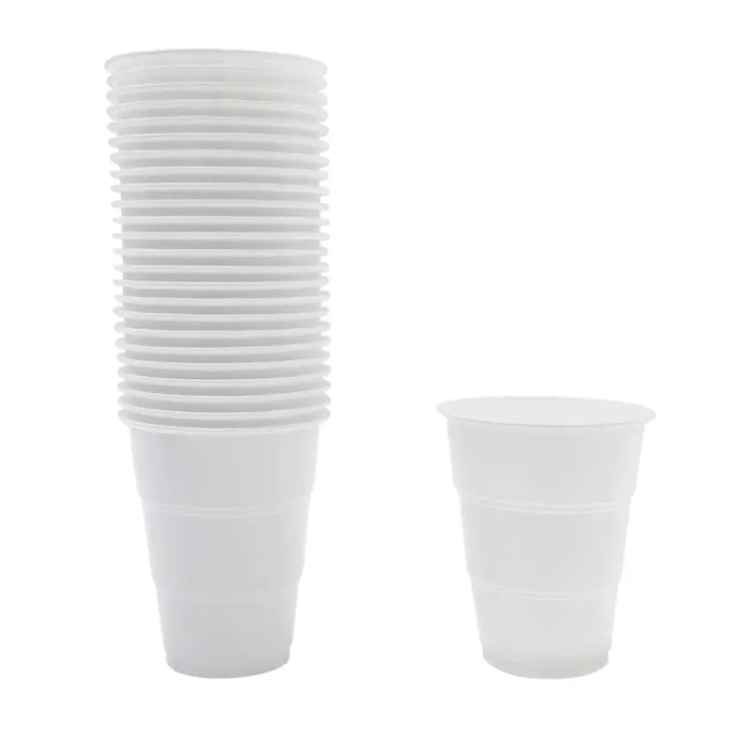 Vasos 7oz plásticos blancos 25un