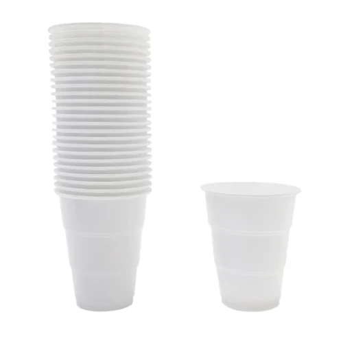 Vasos 7oz plásticos blancos 25un