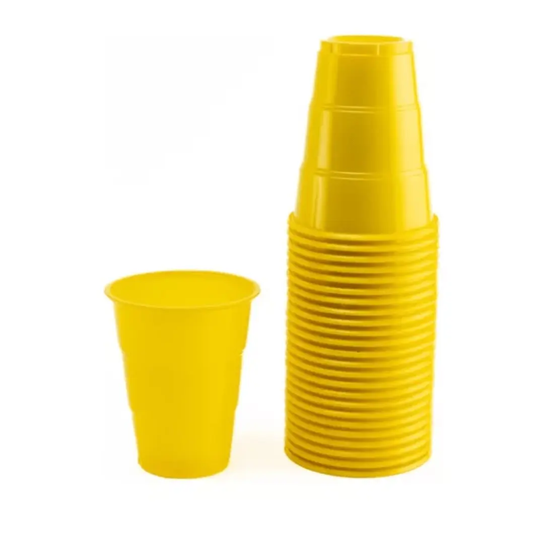 Vasos 7oz plásticos amarillos 25un