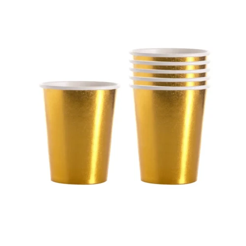 Vasos 7oz cartón dorado 6 un