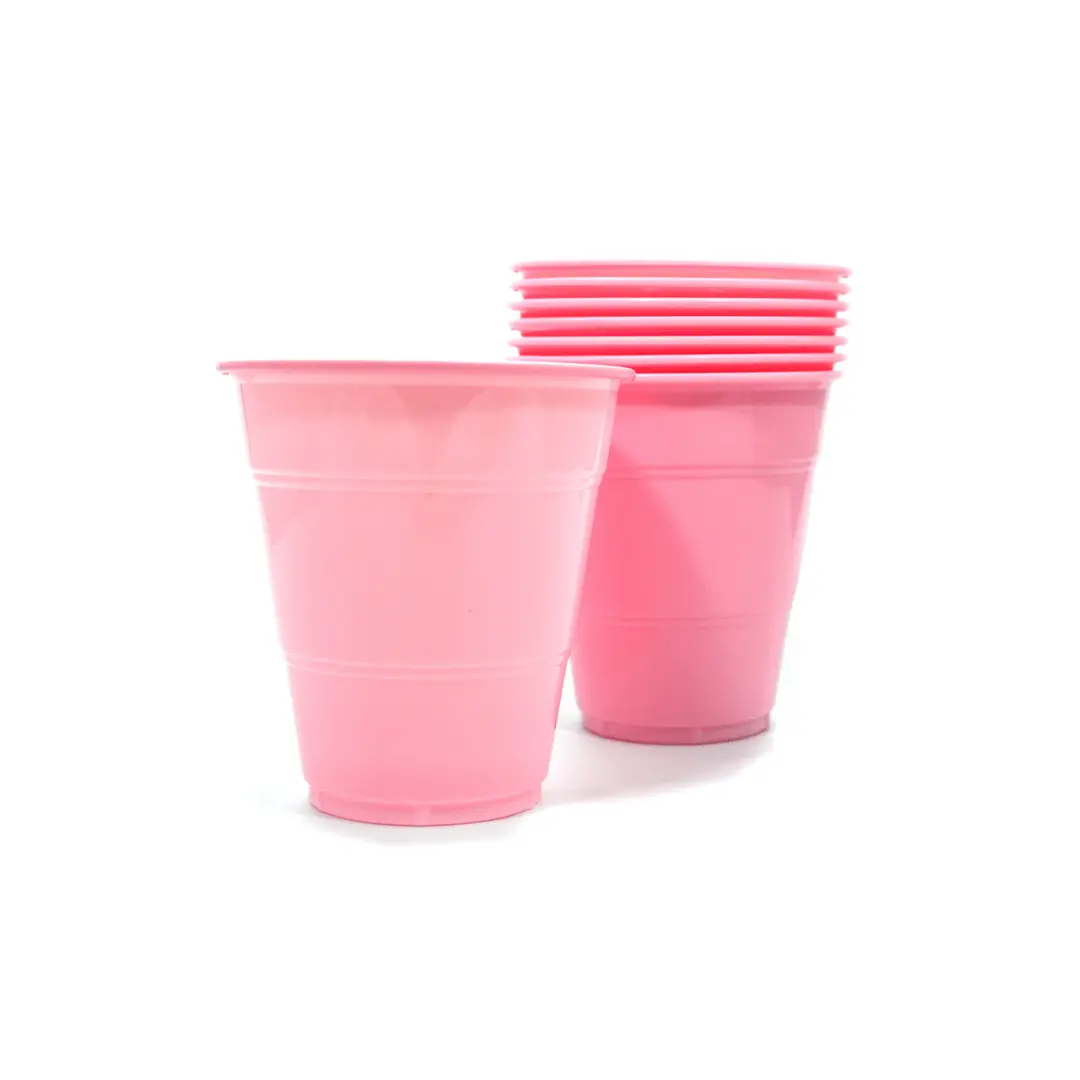 Vasos 7oz plásticos rosados 10un