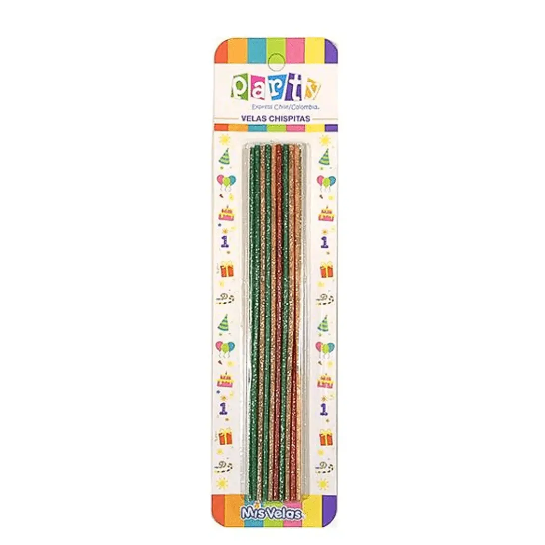 Velas glitter chispitas 18un
