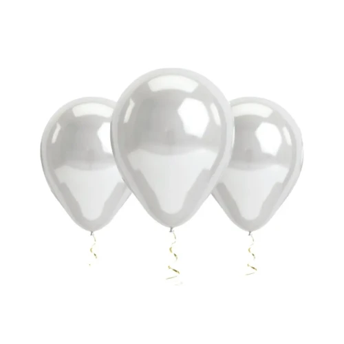 Globos R9 plateados látex 25un