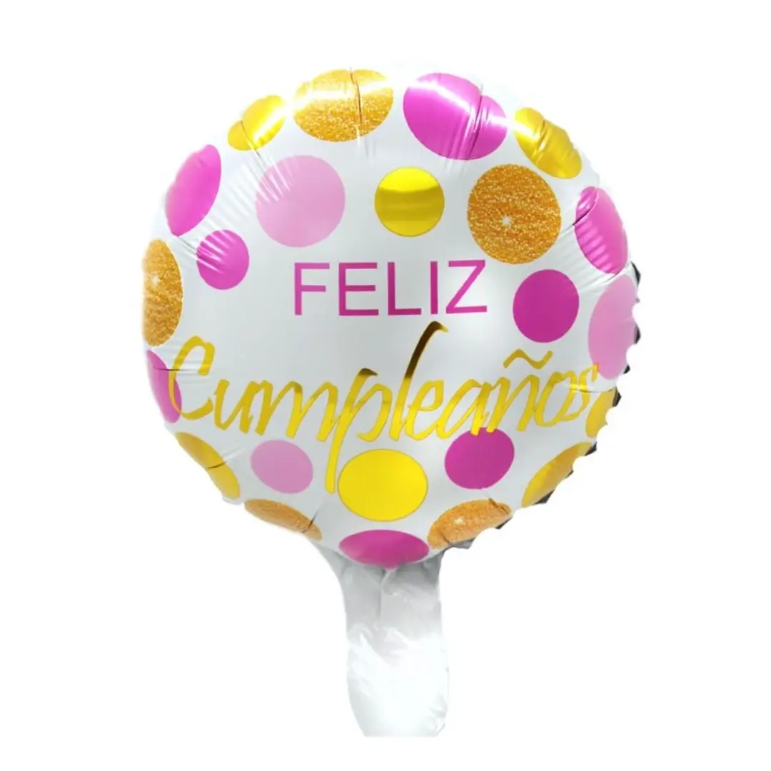 Globo 22cm FC puntos rosa y dorado un