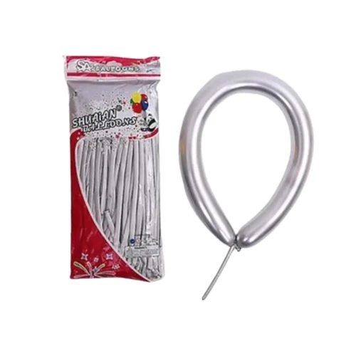 Globos largos Cromados plateado 100un