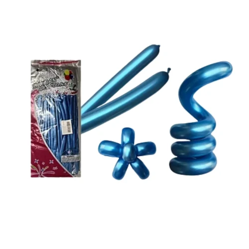 Globos largos Cromados azul 100un