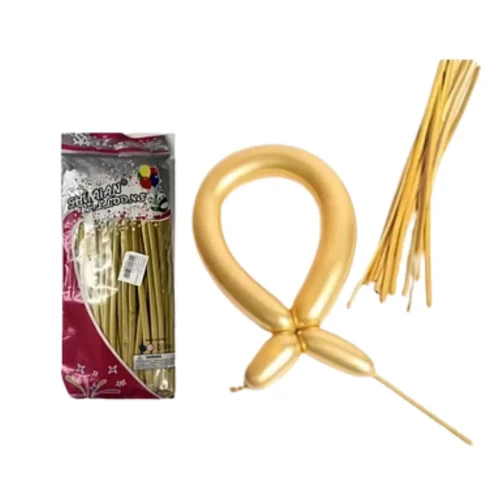 Globos largos Cromados dorado 100un