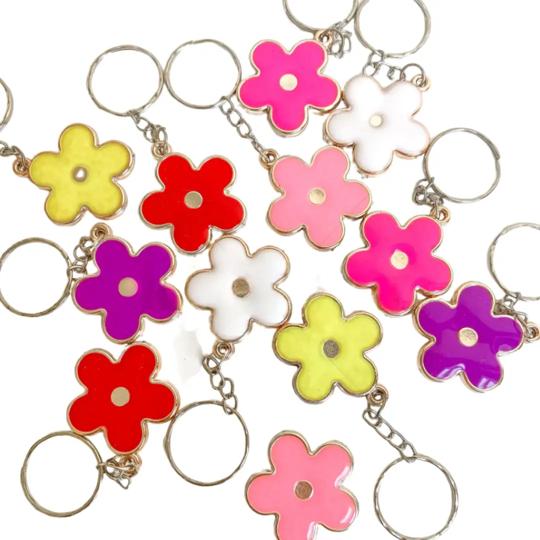 Llavero metal flores color un