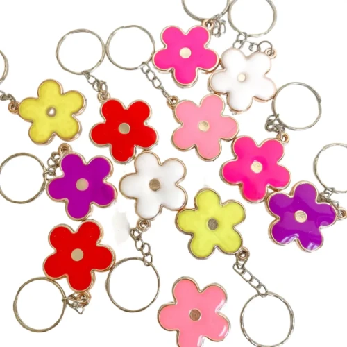 Llavero metal flores color un