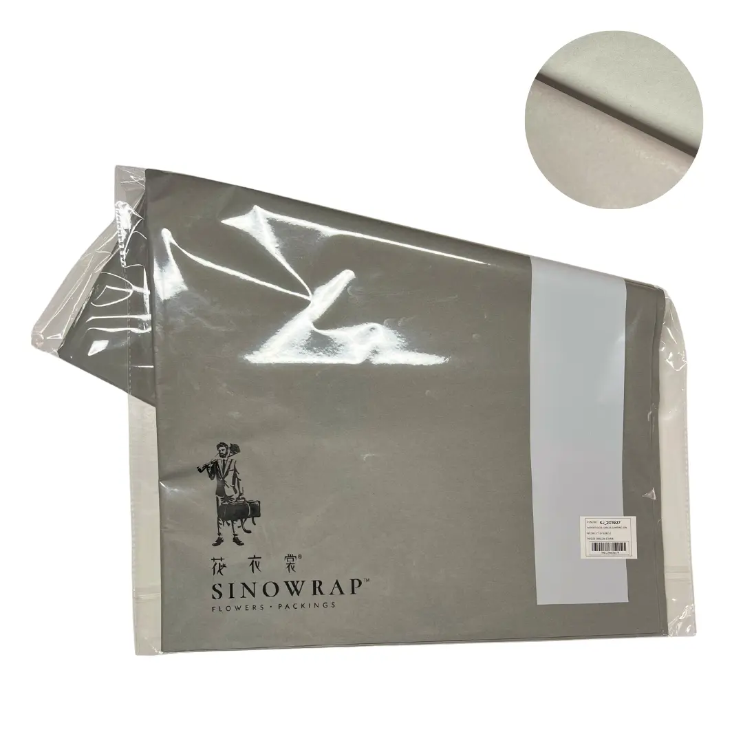 Papel flores eco gris 40un
