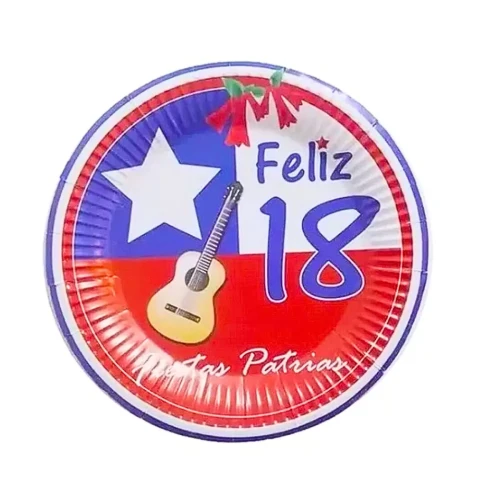 Plato cartón 18cm fiestas patrias 10un