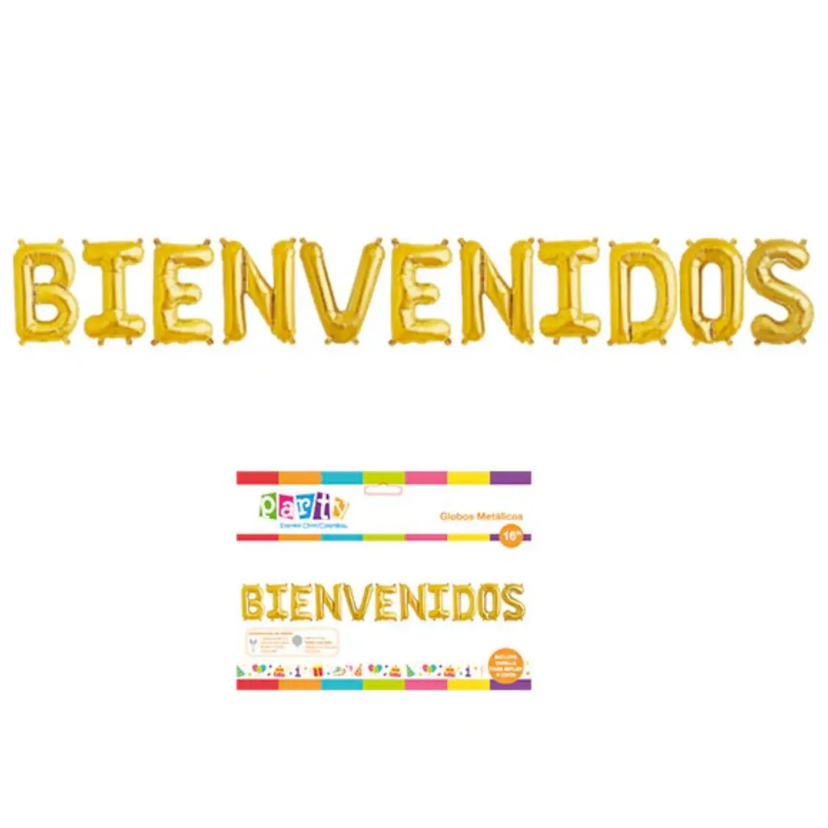 Set globos 16" bienvenidos dorado un