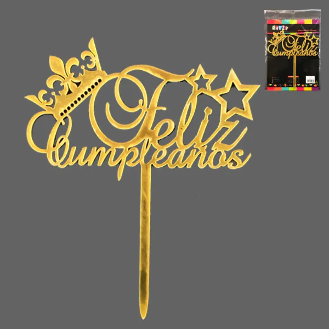 Topper feliz cumpleaños corona un