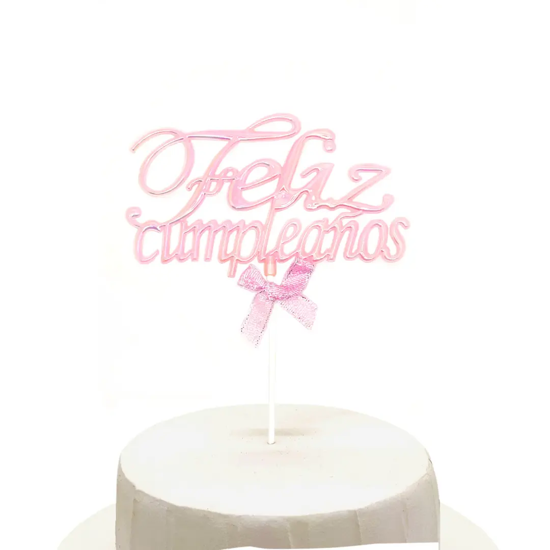 Topper feliz cumpleaños rosado un