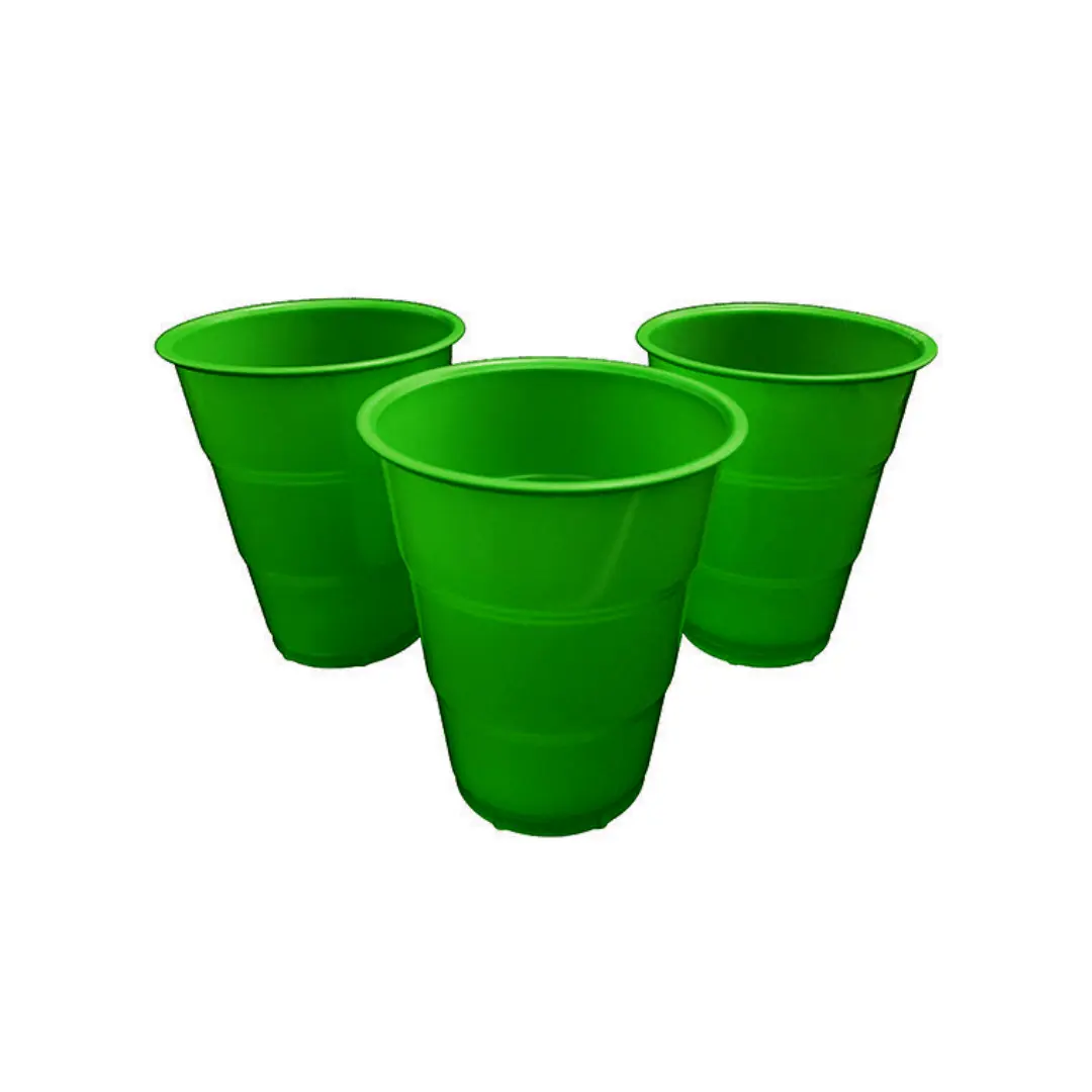 Vasos 7oz plásticos verde 10un