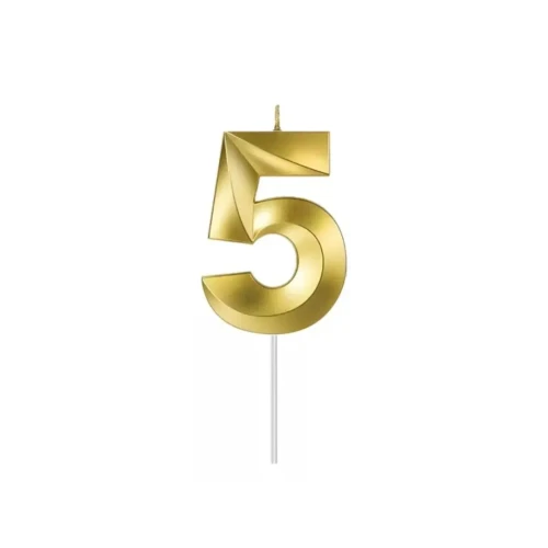 Vela dorada número 5 un