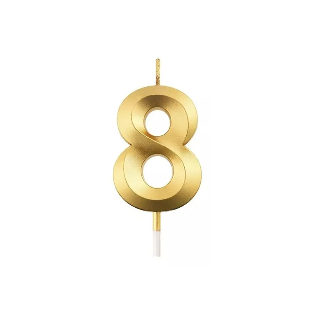 Vela dorada número 8 un