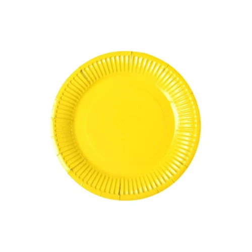 Plato cartón 18cm amarillo 25 un