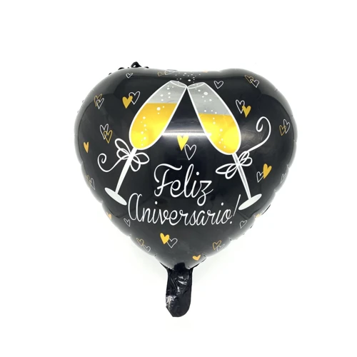 Globo 45cm aniversario negro copas un