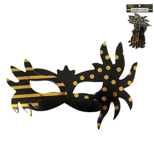 Antifaz cartón golden black 6un