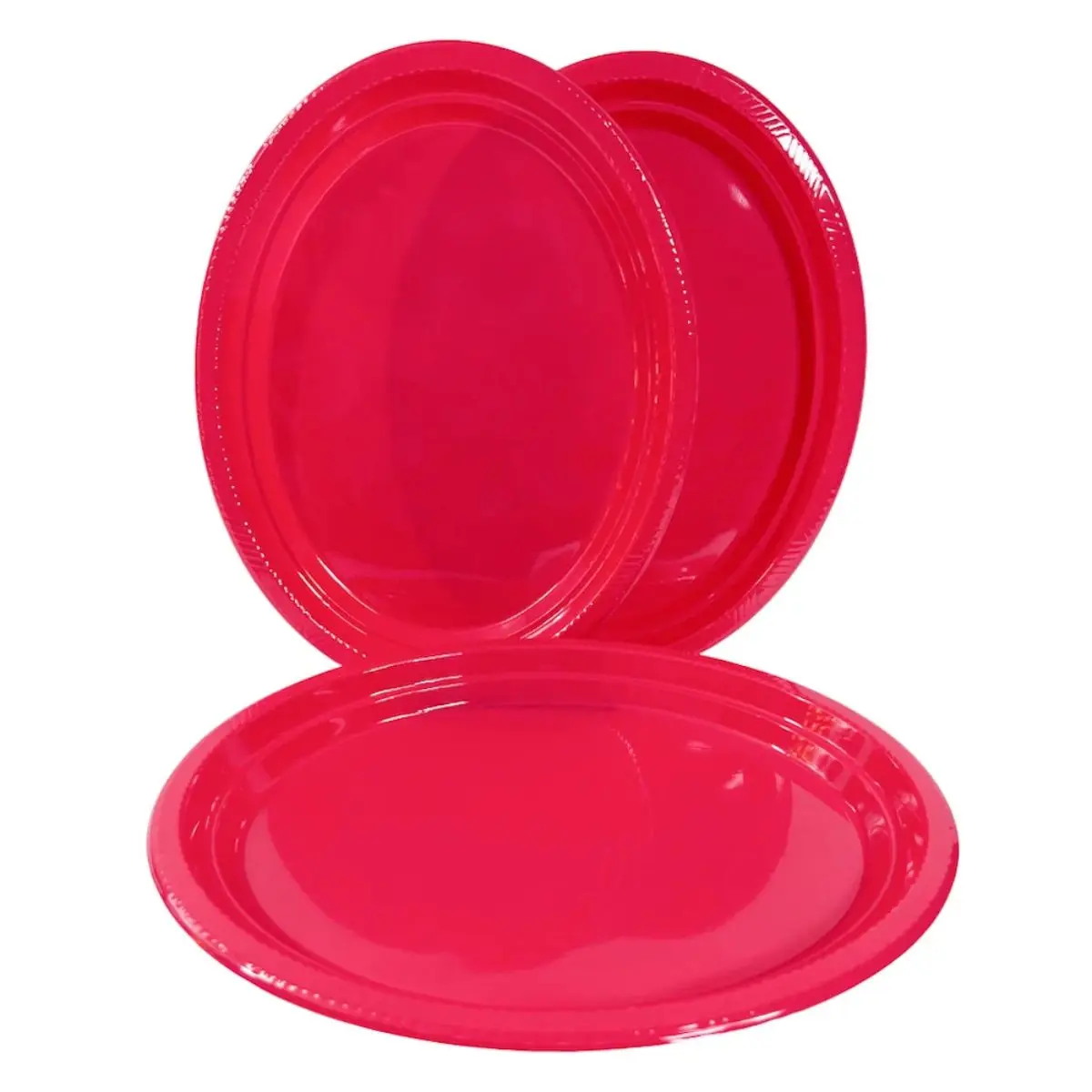 Bandeja 25x31cm ovalada plástica fucsia 3un