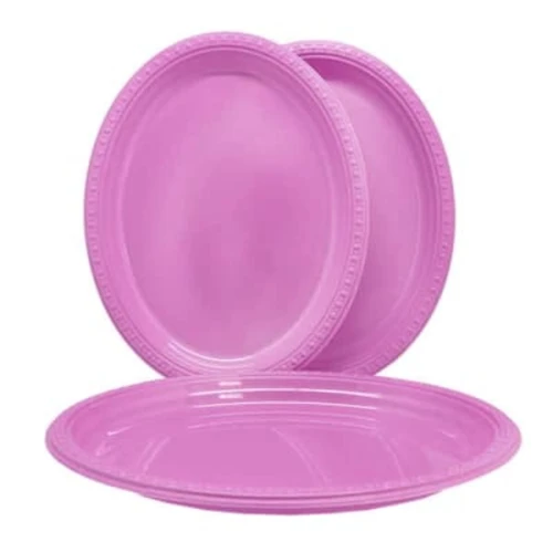 Bandeja 25x31cm ovalada plástica lila 3un