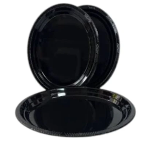Bandeja 25x31cm  ovalada plástica negra 3un