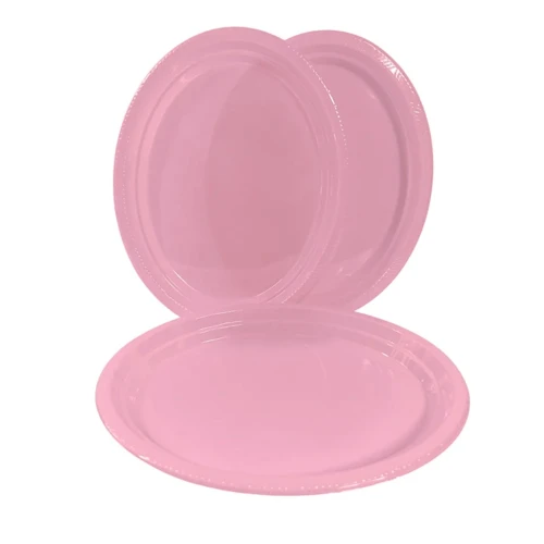 Bandeja 25x31cm ovalada plástica rosada 3un