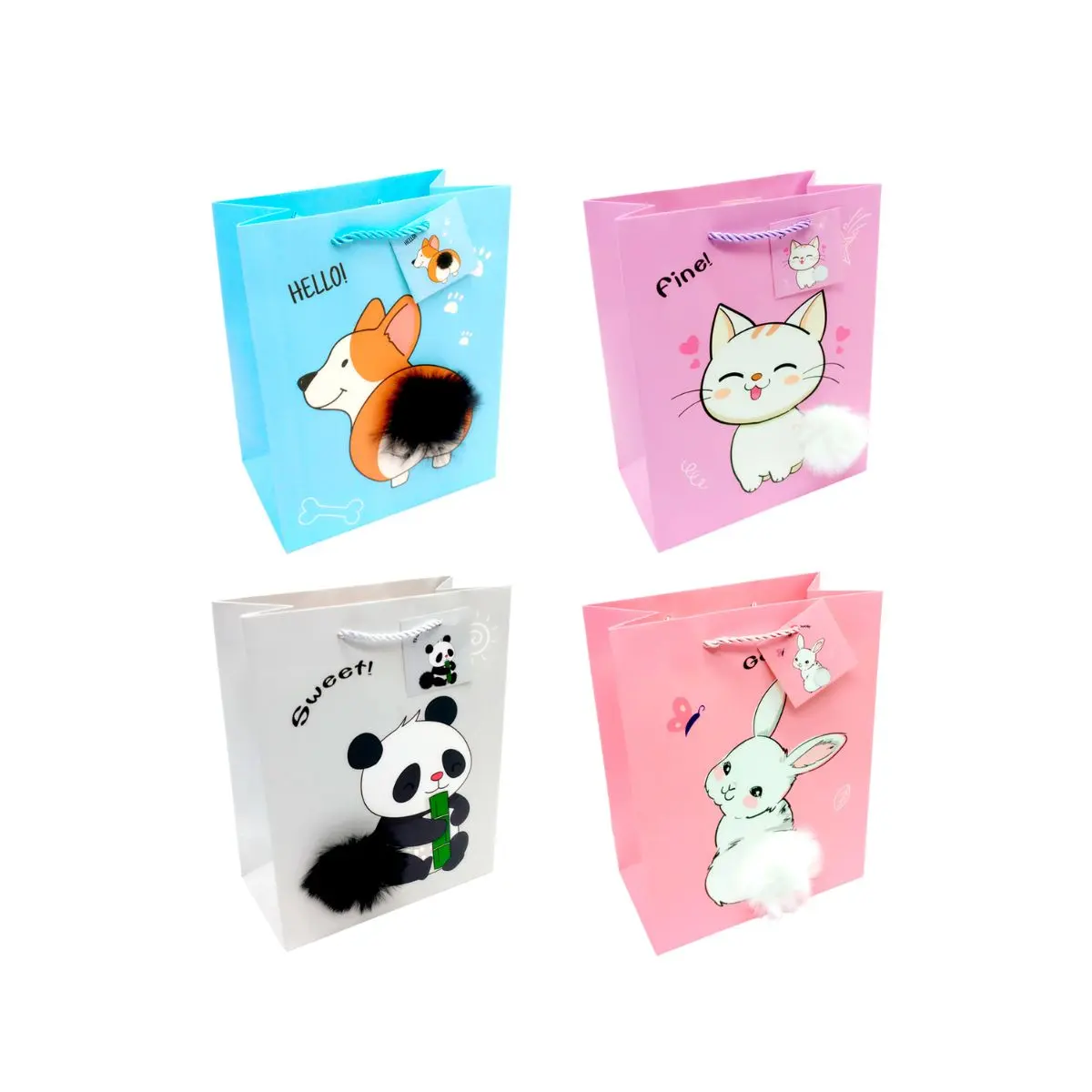 Bolsa de regalo colita animales 18x23cm un