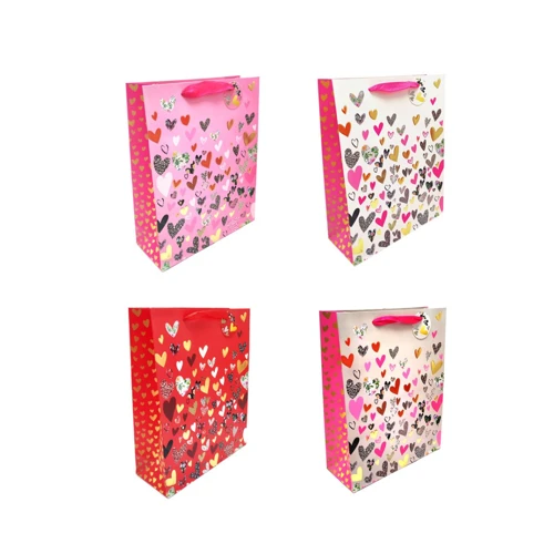 Bolsa de regalo corazones  relieve 26x32cm un