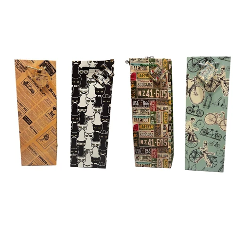 Bolsa de regalo hipster para botellas 12,7x36cm un