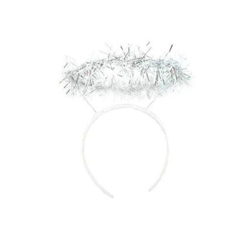 Cintillo angel plateado flecos un
