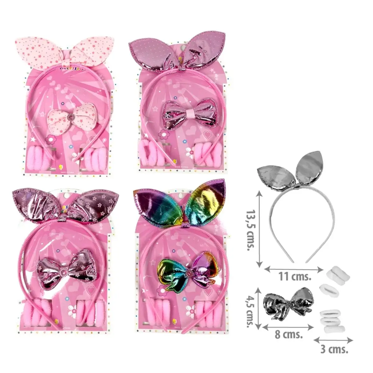 Set cintillo con orejas, moño y colet