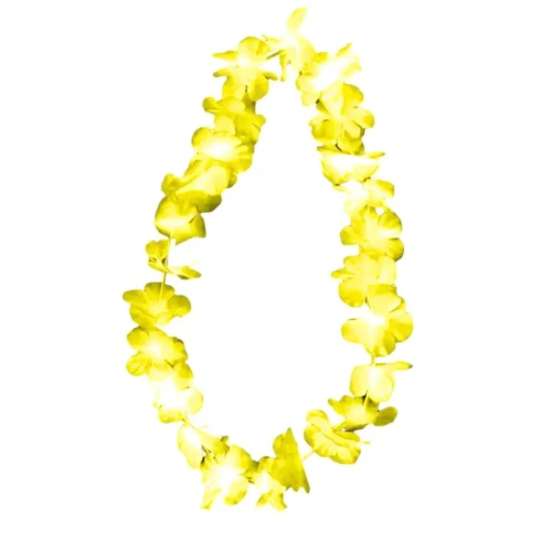 Collar hawaiano amarillo y blanco un