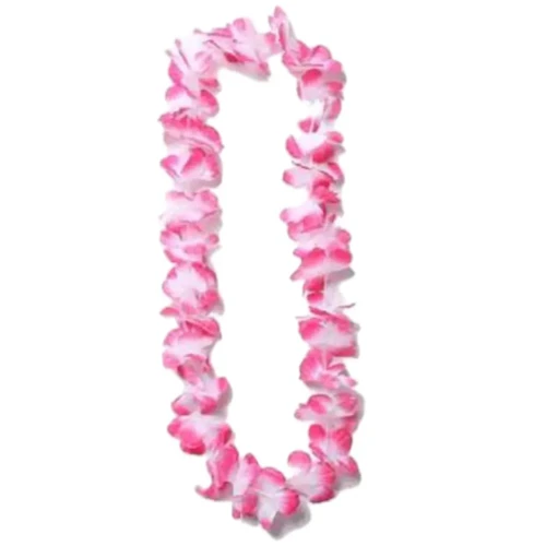 Collar hawaiano rosado y blanco un