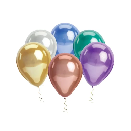 Globos R9 cromados surtidos látex 25un