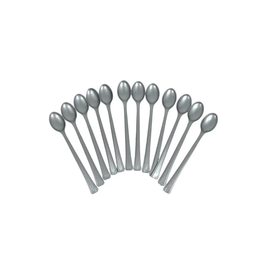 Cuchara larga plateada 12un